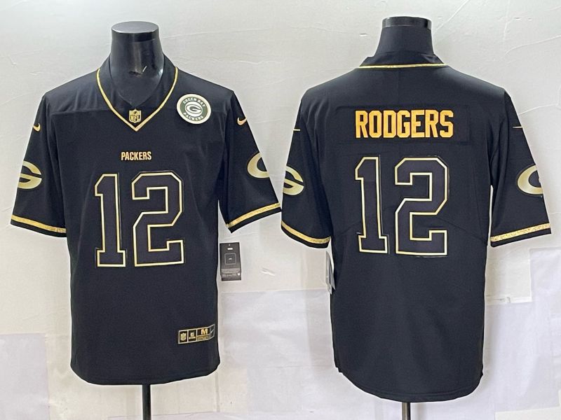 Men 2025 Green Bay Packers #12 Rodgers Black Nike Limited NFL Jersey 001